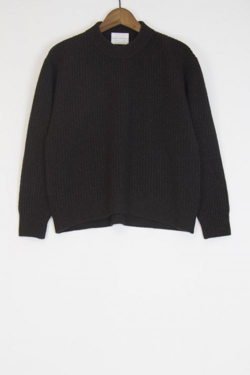 Wool and Cashmere Sweater Kate Charcoal Brown by Ecole de Curiosites-M