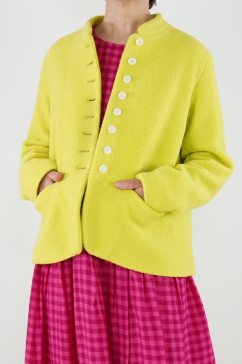 Boiled Wool Jacket Jessica Sulfur Yellow by Ecole de Curiosites