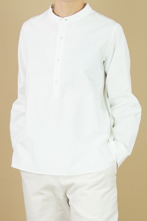 Cotton Canvas Shirt Scott White by Ecole de Curiosites-S