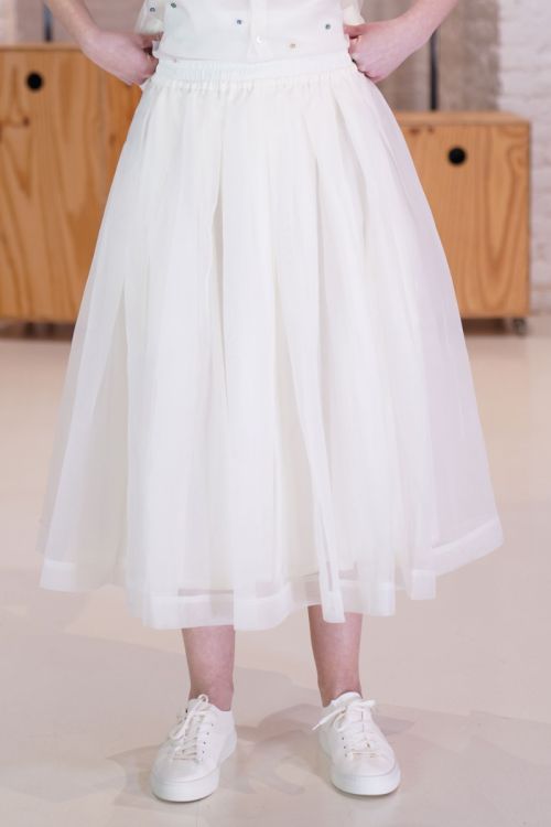 Skirt Solange Off-White Silk Organza by Ecole de Curiosites