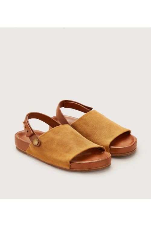One Strap Leather Sandal Tan by Feit