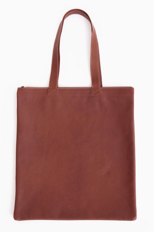 Double Leather Tote Dark Honey by Isaac Reina