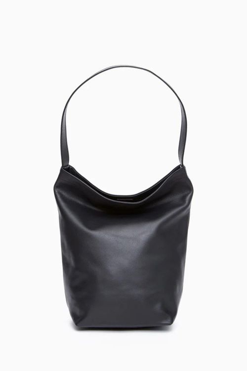 Soft Simple Hobo Leather Bag Black by Isaac Reina-TU