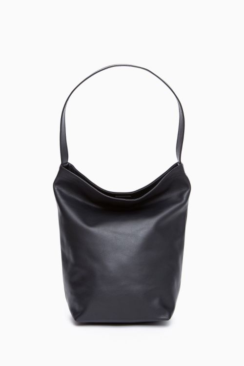 Soft Simple Hobo Leather Bag Black by Isaac Reina