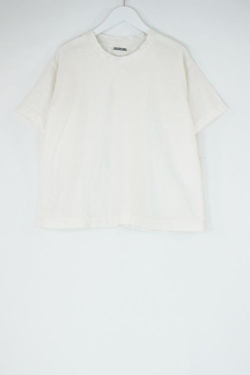 Cotton and Silk Box Tee Blouse Off-White by Kaval-S