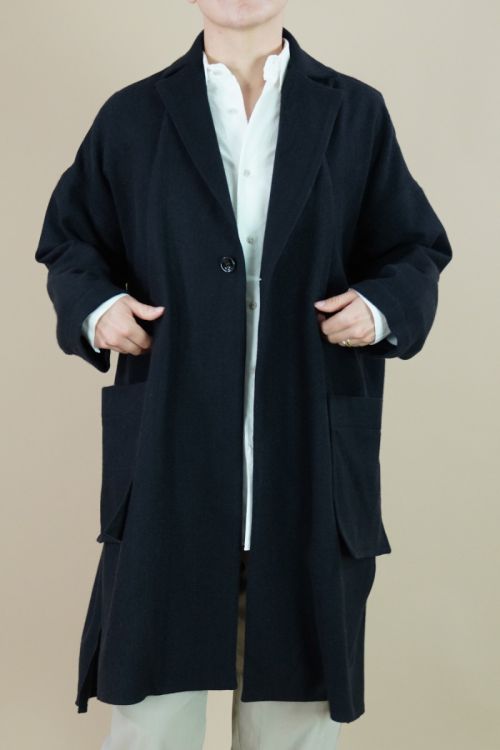Fluffy Cashmere Stole Coat Black by Kaval