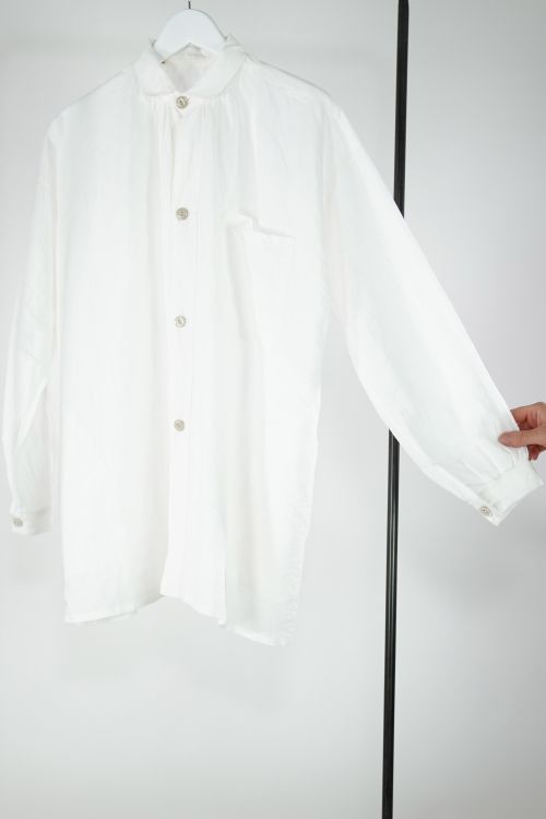 Linen Open Gather Over Blouse Off-White by Kaval-S