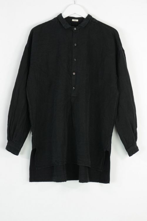 Linen and Silk Pullover Shirt Black by Kaval