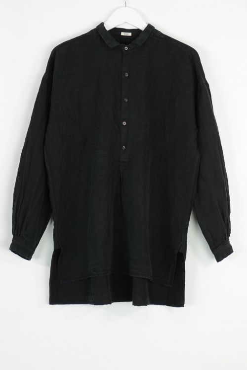 Linen and Silk Pullover Shirt Black by Kaval-S