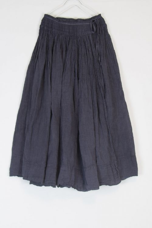 Smocking Wrap Linen Skirt Grey by Kaval