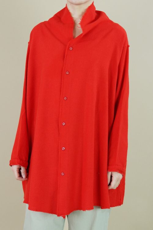 Soft Wool and Cashmere Stole Shirt Red by Kaval