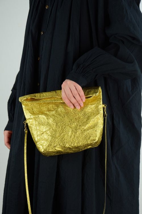 Metallic Leather Shoulder Bag Gold by Zilla