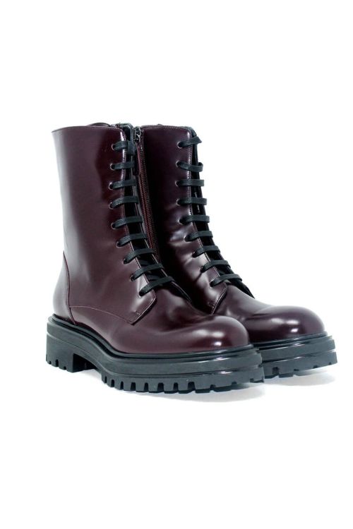 Lace Up High Boots Bordeaux by Thomas Neuman