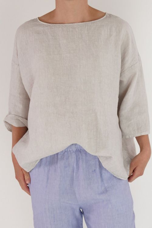 Oversized Linen Top Oli Clay by Manuelle Guibal