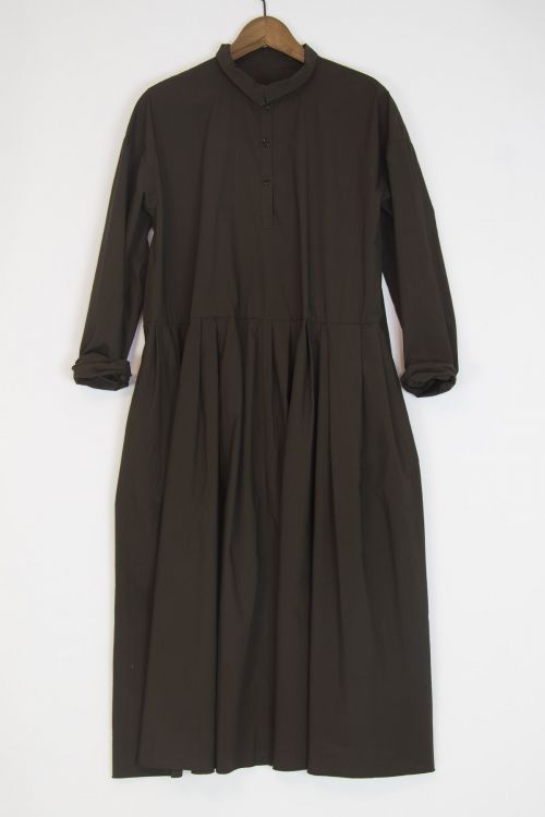 Shirt Dress Mao Inji Dark Brown by Manuelle Guibal-S
