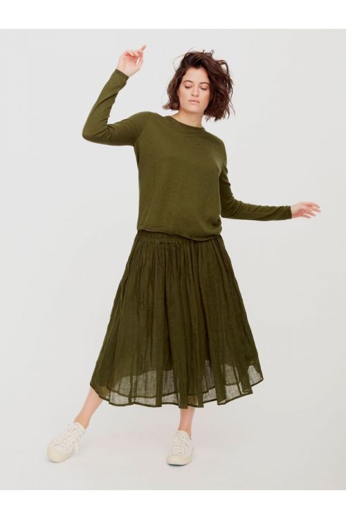 Linen Skirt Military Green by ApuntoB-XS