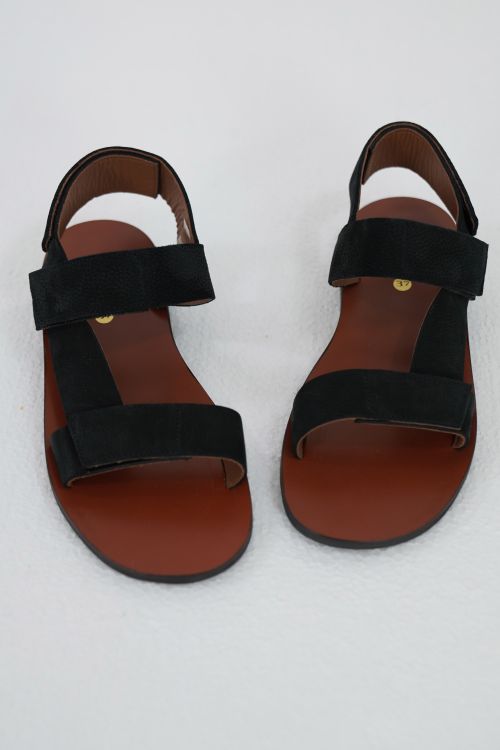Velcro Leather Sandals Morbidone Black by Pepe Shoes-36EU