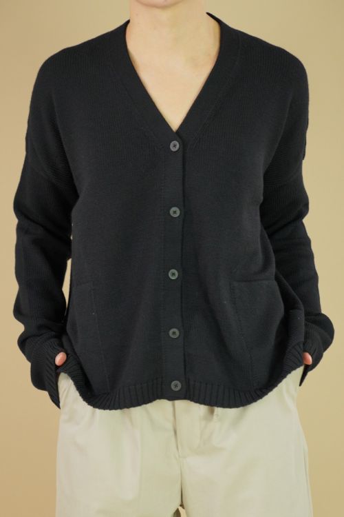 Extra Fine Virgin Wool Cardigan Black by Private0204