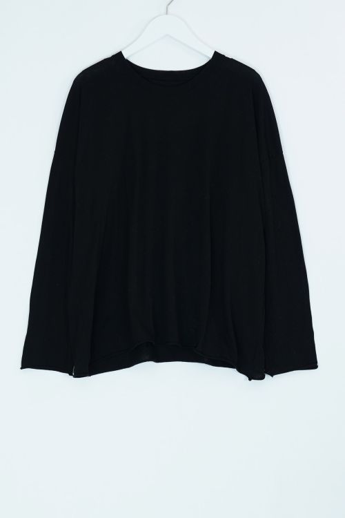 Fine Cotton Jersey Oversized Shirt Black by Private0204-S