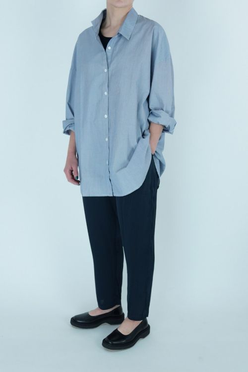 Oversized Crispy Cotton Shirt Ink Striped by Private0204
