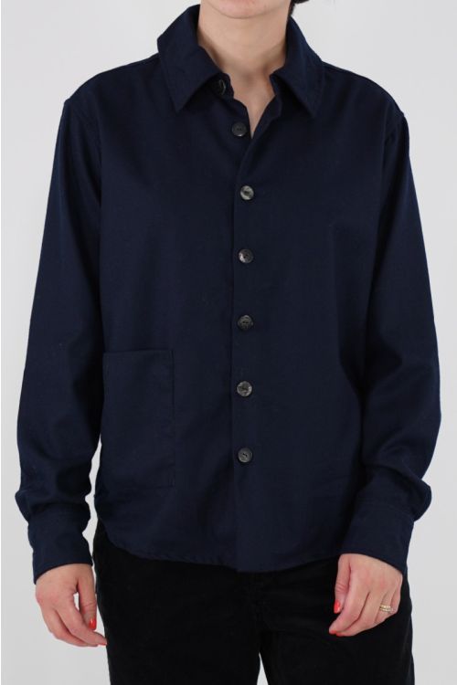 Shirt Navy Wool Flannel by Ricorrrobe