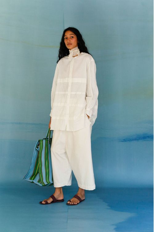 Oversized Pleated Shirt Eda Off-White by Runaway Bicycle-S