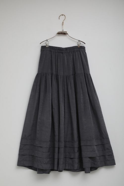 Cotton and Silk Skirt Sandrine Steel Grey by Ecole de Curiosites