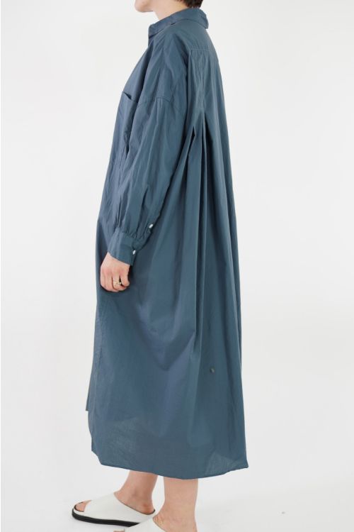Back Side Pleated Dress Grayish Indigo MM38KD05 by Toujours