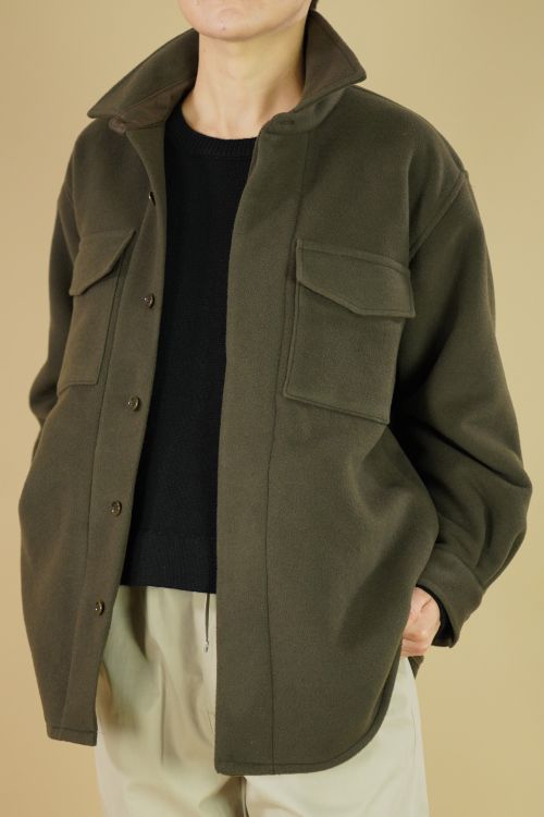 Wool and Cashmere Baggy C.P.O Shirt Jacket Coffe by Toujours-S