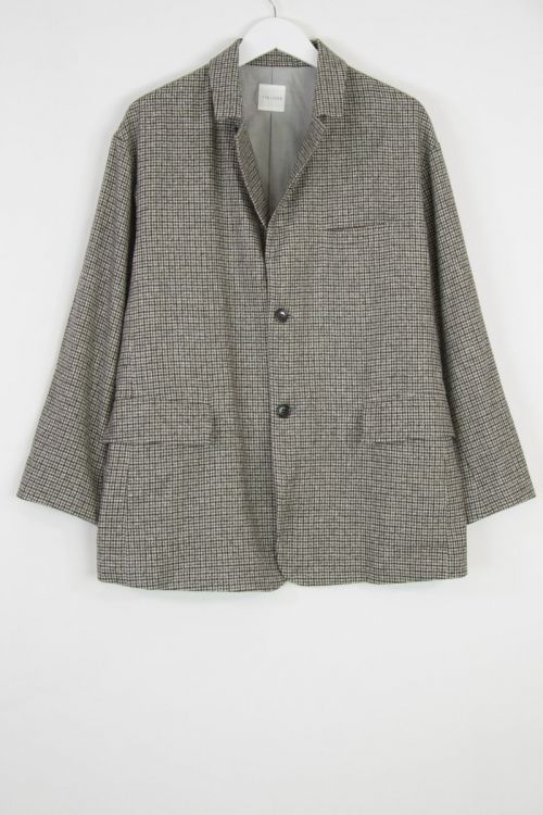 Wool and Silk Button Sack Jacket Check by Toujours