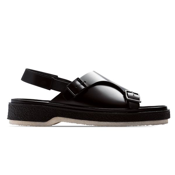Leather Open Sandals Black by Adieu
