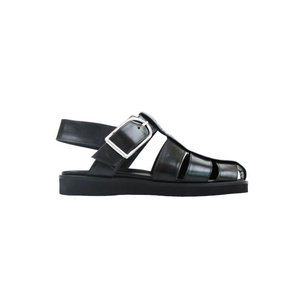 Leather Cage Sandals Black by Gallucci