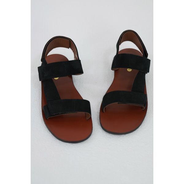 Velcro Leather Sandals Morbidone Black by Pepe Shoes