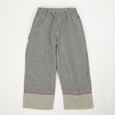 Linen Trousers Fine Blue Check by Pero-4Y