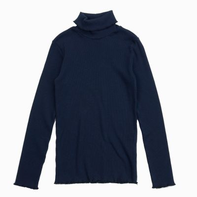 Baby Ribbed Rollneck Navy Blue by Babe & Tess