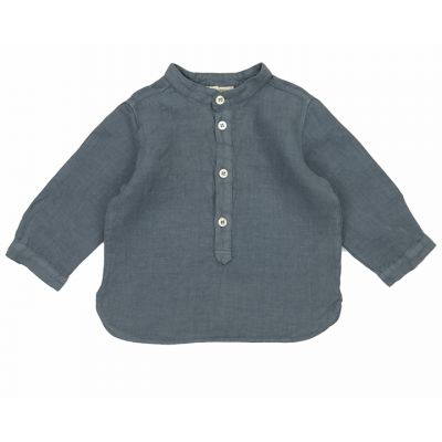 Baby Linen Shirt with Button Details Anthracite by Babe & Tess