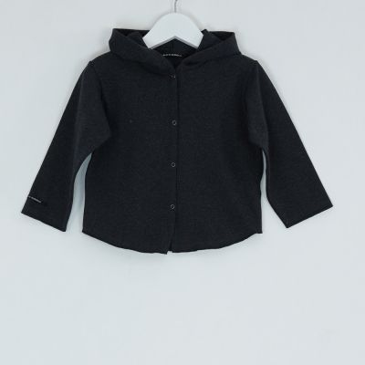 Baby Hooded Jersey Cardigan Mike Eco Almost Black by Album di Famiglia