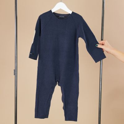 Baby Overall Buddy Navy Beige Patches by Album di Famiglia