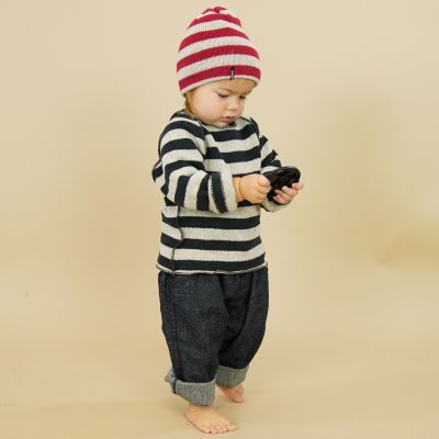 Striped Unisex Baby Sweatshirt Kinya Almost Black by Album di Famiglia
