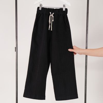 Pinstriped Trousers with Suspenders Black by Album di Famiglia