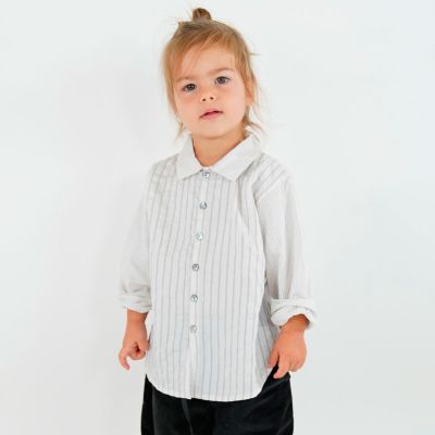 Striped Baby Shirt Martino Off-White by Album di Famiglia