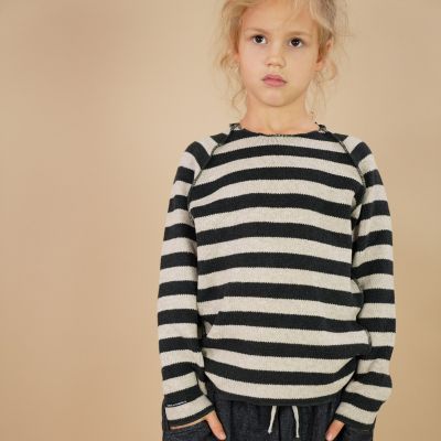 Striped Unisex Sweatshirt Kinya Almost Black by Album di Famiglia