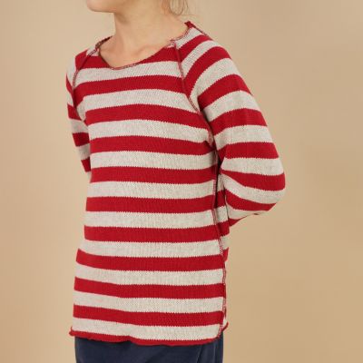 Striped Unisex Sweatshirt Kinya Red by Album di Famiglia