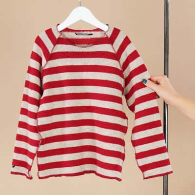 Striped Unisex Sweatshirt Kinya Red by Album di Famiglia-4Y