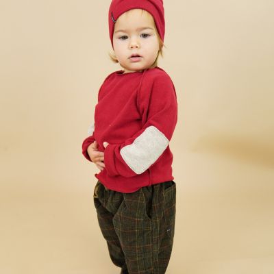 Unisex Baby Sweatshirt Kinya Red Beige Patches by Album di Famiglia