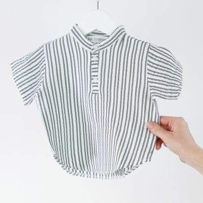 Unisex Baby Shirt Seta Black Stripes by Anja Schwerbrock
