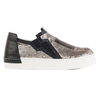 Leather Slip-On Sneakers with Paillet by Araia Kids