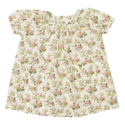 Baby Dress with Green and Rose Flower Print by Babe & Tess