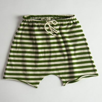 Baby Jersey Shorts Green/Ecru Stripes by Babe & Tess