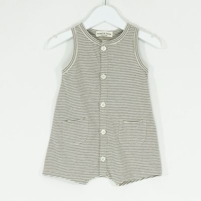 Baby Achille Jumpsuit Natural Grey Stripes by Babe & Tess